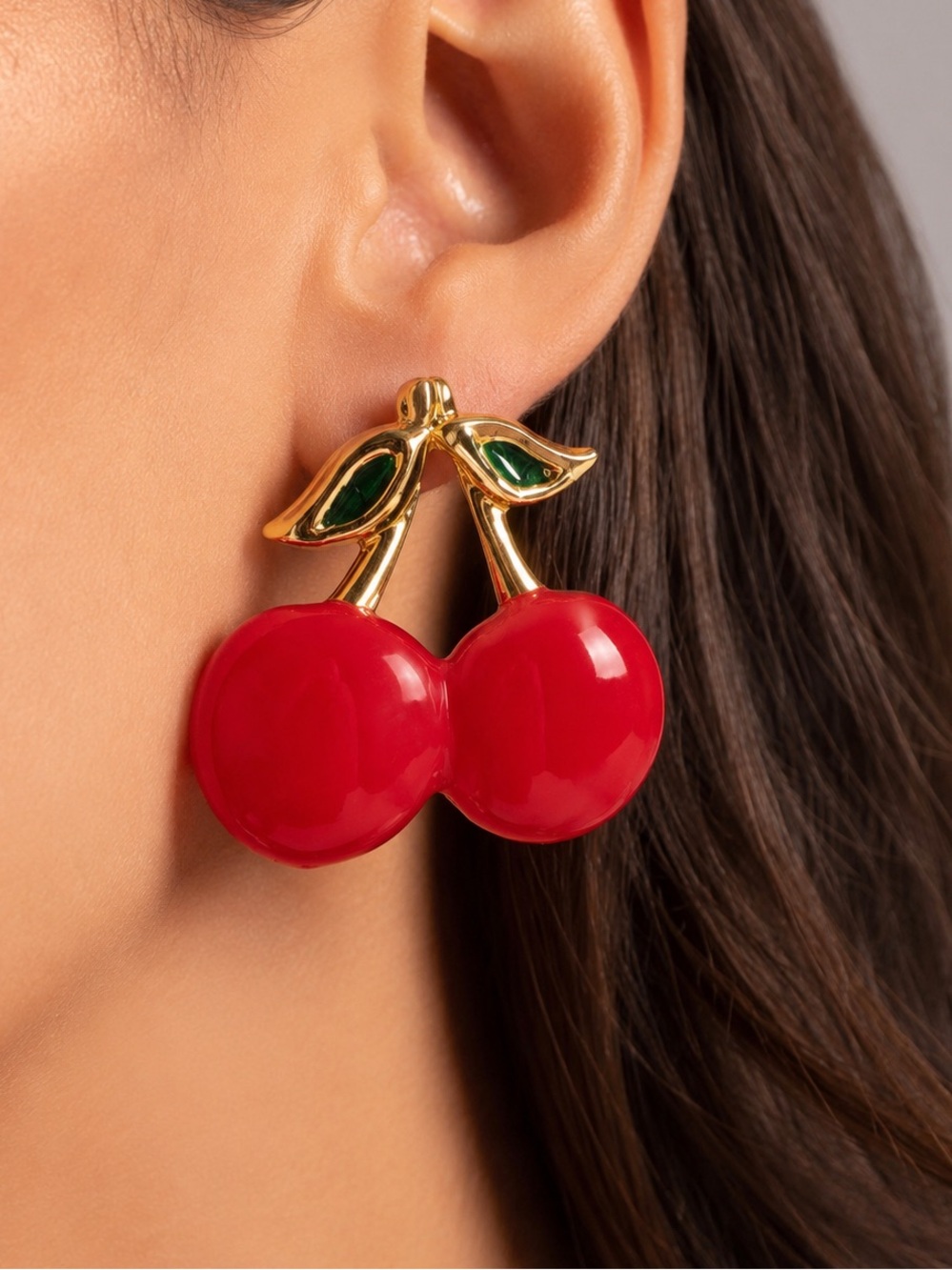 Red Cherry Drop Earrings Summer Vibes